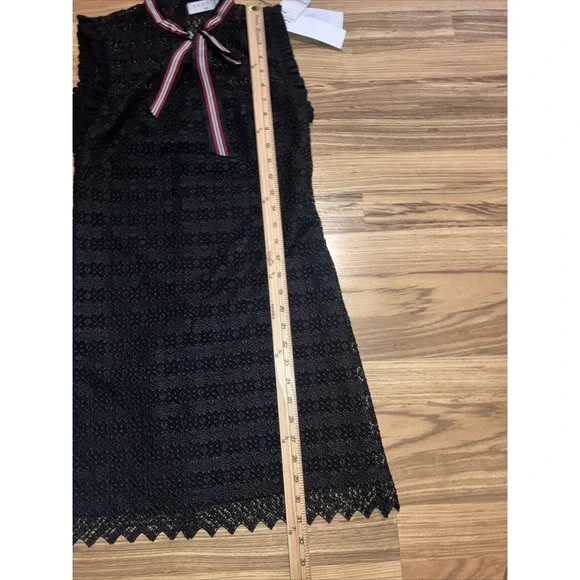 Sandro Dress Fidele Tie Neck Lace Mini Dress Line Black‎ Size 1 Small - Picture 5 of 9
